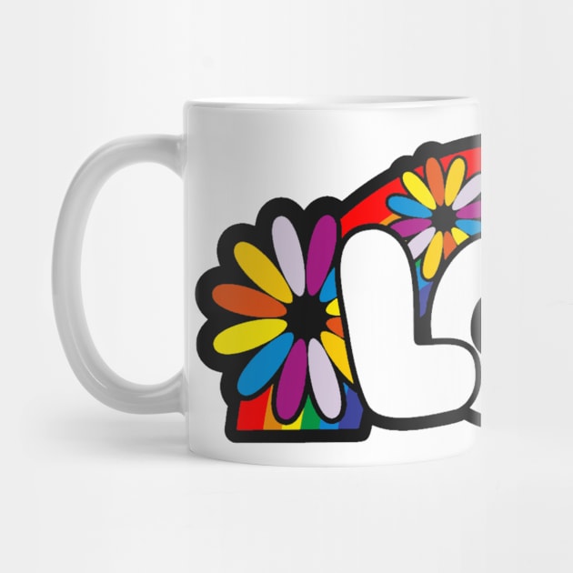 graffiti art style love word with flowers and rainbow by pickledpossums